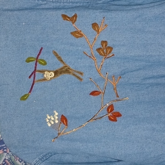 Adorable Stitched Monkey Design Blue Jean Jacket - Small - Picture 4 of 10